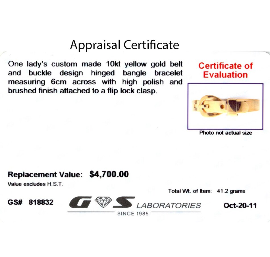 Image 627500_ALTMORE3.jpg, Product 627-500 / Price $2,850.00, 10kt Yellow Gold Belt-and-Buckle Style Bangle from TSC All IN on TSC.ca's Jewellery department