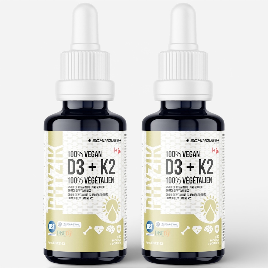 Image 627707.jpg, Product 627-707 / Price $79.00, Schinoussa Phyzik 100% Vegan Vitamin D3 + K2 Drops Duo from Schinoussa on TSC.ca's Health & Fitness department