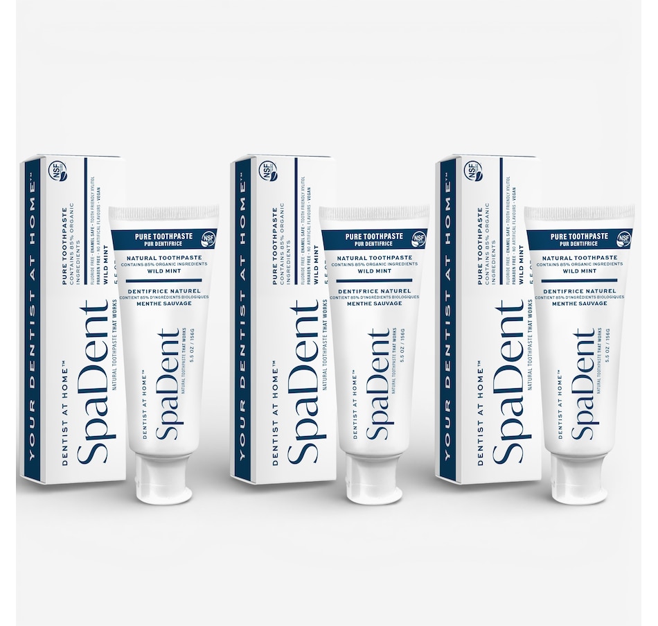 Image 627708.jpg, Product 627-708 / Price $29.00, SpaDent Pure Toothpaste 85% Organic Wild Mint Trio from Spa Dent SD Naturals on TSC.ca's Beauty department
