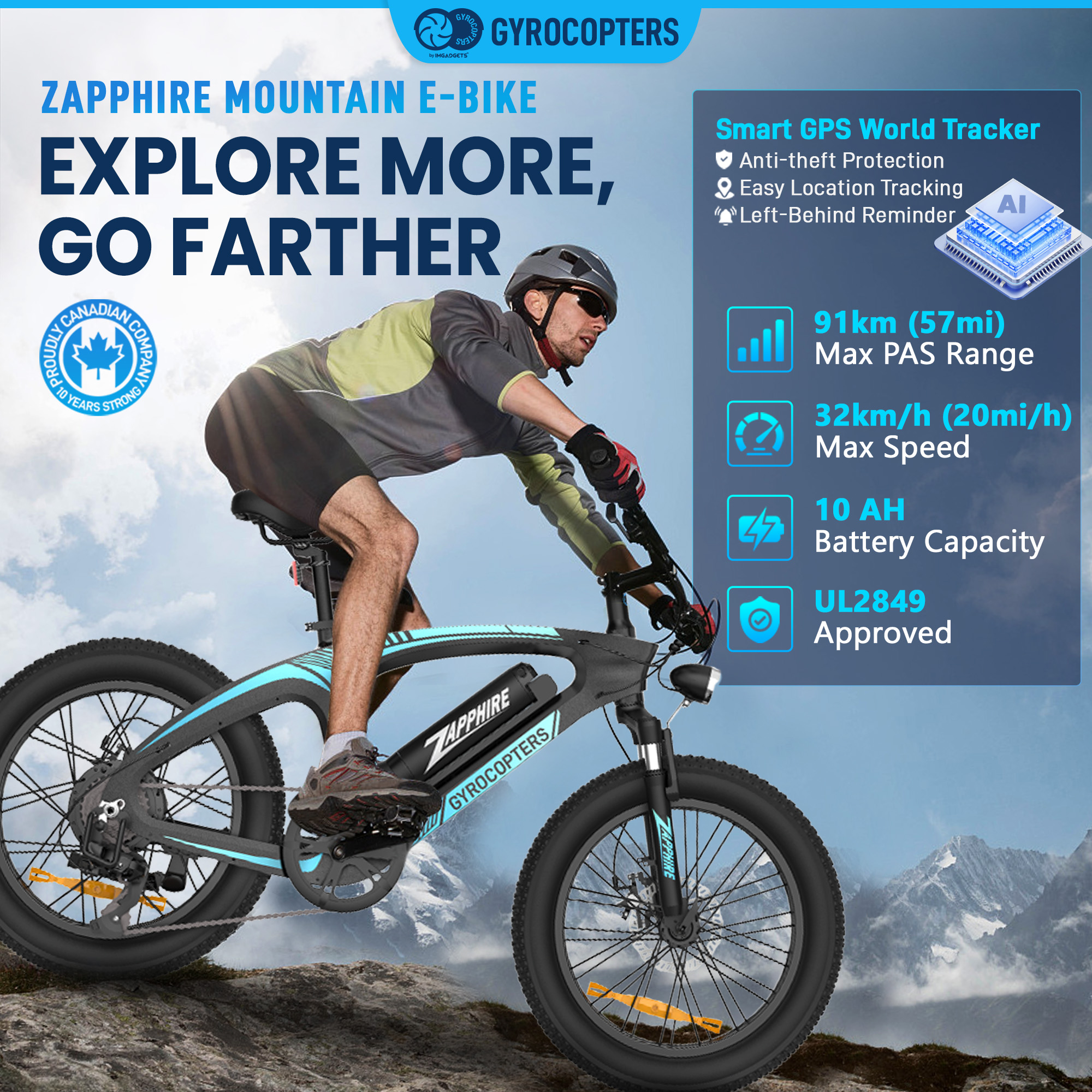 Gyrocopters Zapphire Mountain E-Bike - TSC.ca