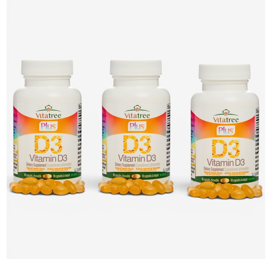 Image 627911.jpg, Product 627-911 / Price $37.99 - $97.99, VitaTree Plus Vitamin D3 Chewable 3 Bottles from VitaTree Nutritionals on TSC.ca's Health & Fitness department