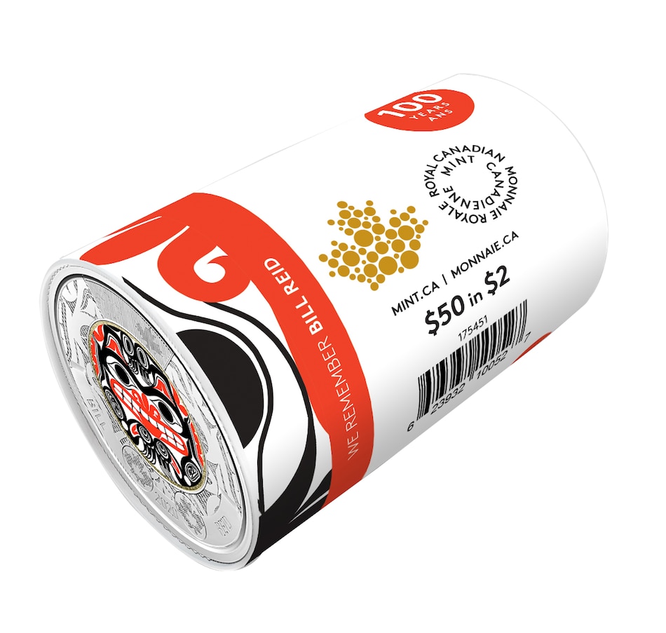 Image 627960_ALTMORE2.jpg, Product 627-960 / Price $99.95, 2020 $2 Special Wrap Roll: Haida Grizzly Bear Full Colour Bill Reid Commemorative from Royal Canadian Mint (RCM) on TSC.ca's Coins department