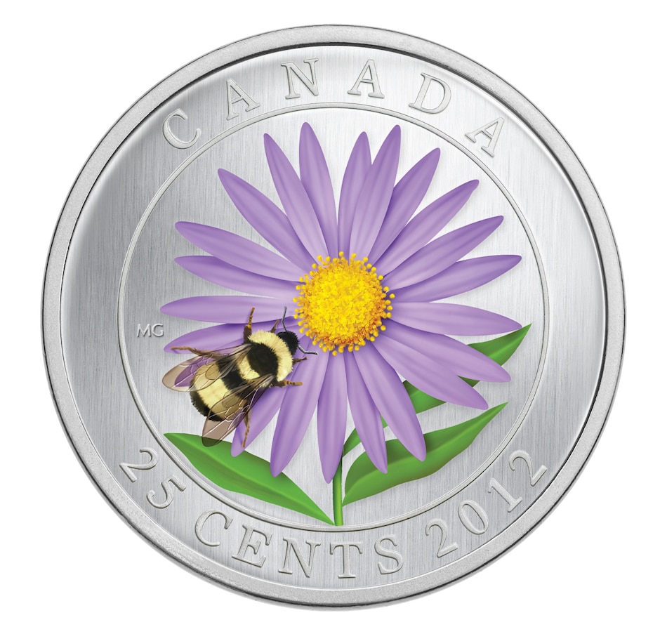 Image 629560_ALTMORE5.jpg, Product 629-560 / Price $569.95, $50 Five-Ounce Fine Silver Bumblebee and the Bloom Coin, plus 25-Cent Bee and Aster Coin from Royal Canadian Mint (RCM) on TSC.ca's Coins department