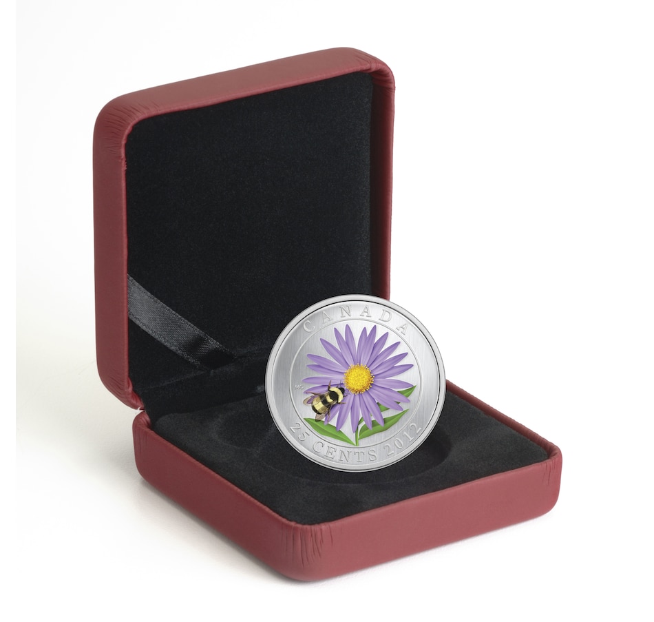 Image 629560_ALTMORE7.jpg, Product 629-560 / Price $569.95, $50 Five-Ounce Fine Silver Bumblebee and the Bloom Coin, plus 25-Cent Bee and Aster Coin from Royal Canadian Mint (RCM) on TSC.ca's Coins department