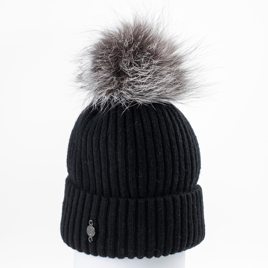 Image 630224_BLK.jpg, Product 630-224 / Price $69.00, Harricana Classic Beanie With Upcycled Fur Pom from Harricana on TSC.ca's Fashion department