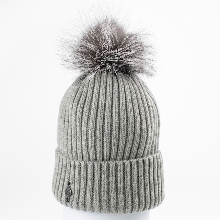 Image 630224_GRY.jpg, Product 630-224 / Price $69.00, Harricana Classic Beanie With Upcycled Fur Pom from Harricana on TSC.ca's Fashion department