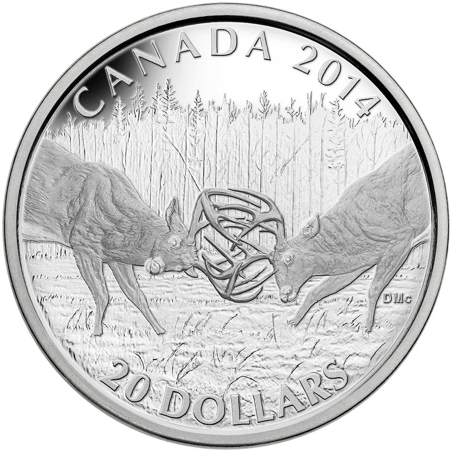 Image 630621.jpg, Product 630-621 / Price $179.95, $20 Fine Silver Coin White-Tailed Deer from Royal Canadian Mint (RCM) on TSC.ca's Coins department