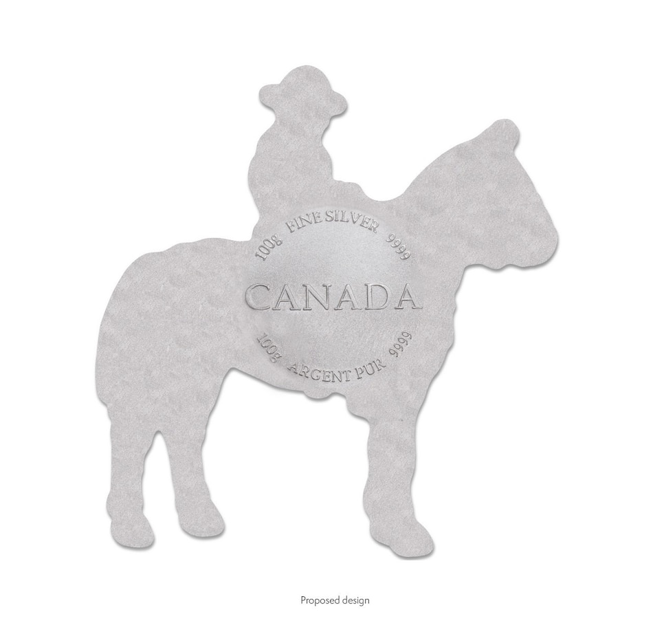Image 630644_ALTMORE3.jpg, Product 630-644 / Price $289.95, Real Shape Iconic Canada 100 Grams Fine Silver Royal Canadian Mounted Police (Single) from Royal Canadian Mint (RCM) on TSC.ca's Coins department