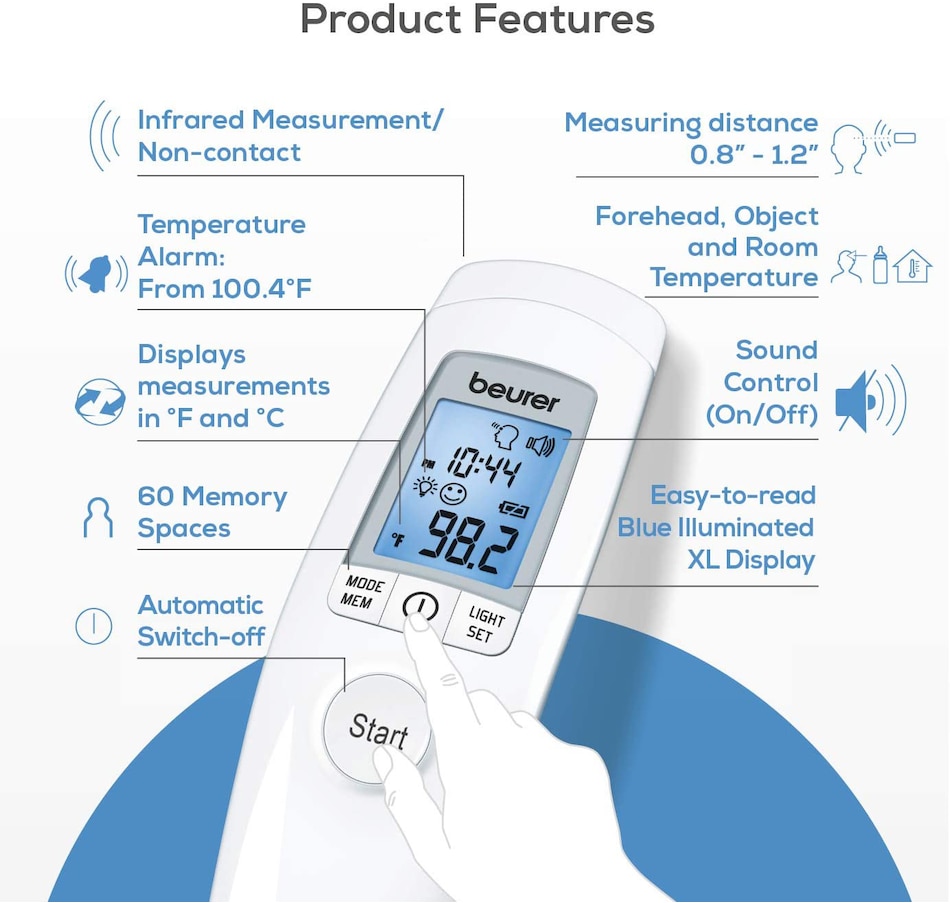 Image 631065_ALTMORE1.jpg, Product 631-065 / Price $39.99, Beurer 3-In-1 Non-Contact Forehead Thermometer from beurer on TSC.ca's Health & Fitness department