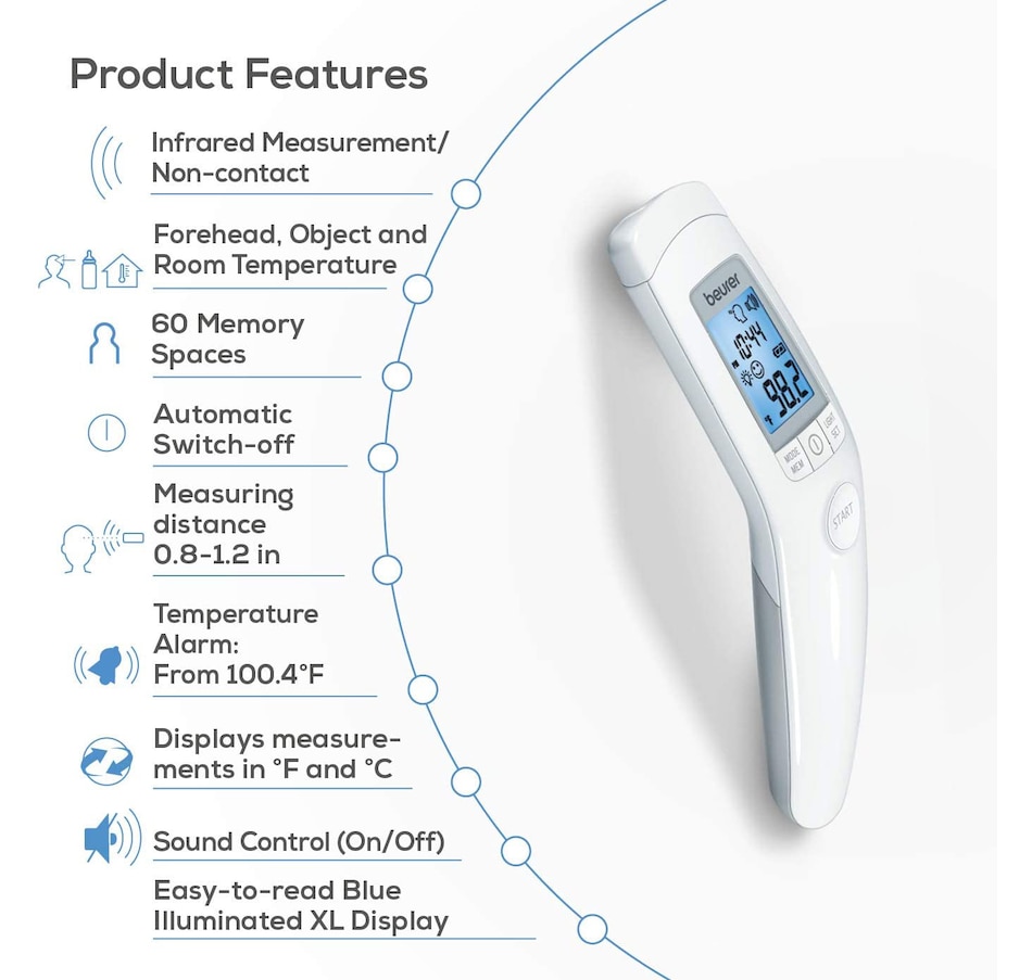 Image 631065_ALTMORE3.jpg, Product 631-065 / Price $39.99, Beurer 3-In-1 Non-Contact Forehead Thermometer from beurer on TSC.ca's Health & Fitness department