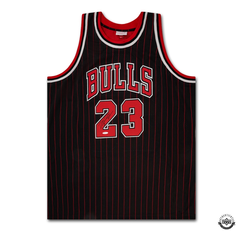 Image 631420.jpg, Product 631-420 / Price $20,999.99, Upper Deck Authenticated Autographed Michael Jordan Chicago Bulls 1996–97 Black Pinstripe Mitchell and Ness Jersey from Upper Deck on TSC.ca's Sports department