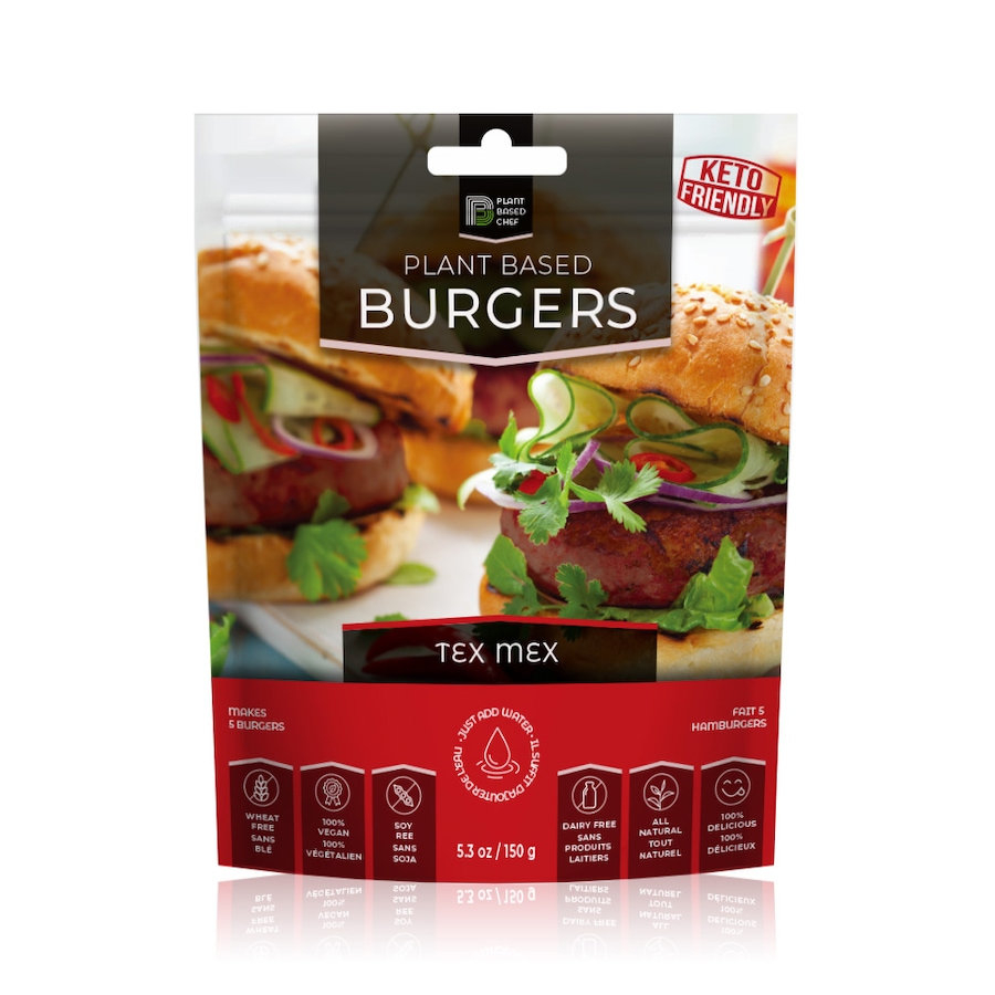 Image 631623.jpg, Product 631-623 / Price $13.99, Schinoussa Plant Based Chef Tex Mex Burgers from Schinoussa on TSC.ca's Health & Fitness department