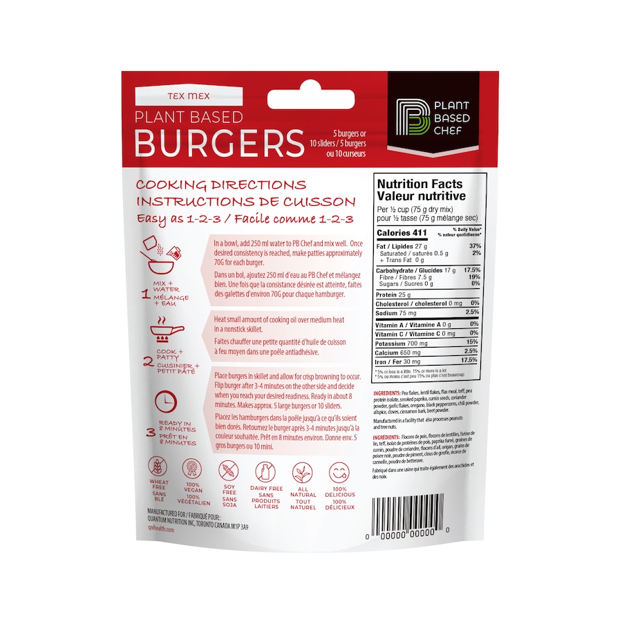Image 631623_ALTMORE1.jpg, Product 631-623 / Price $13.99, Schinoussa Plant Based Chef Tex Mex Burgers from Schinoussa on TSC.ca's Health & Fitness department