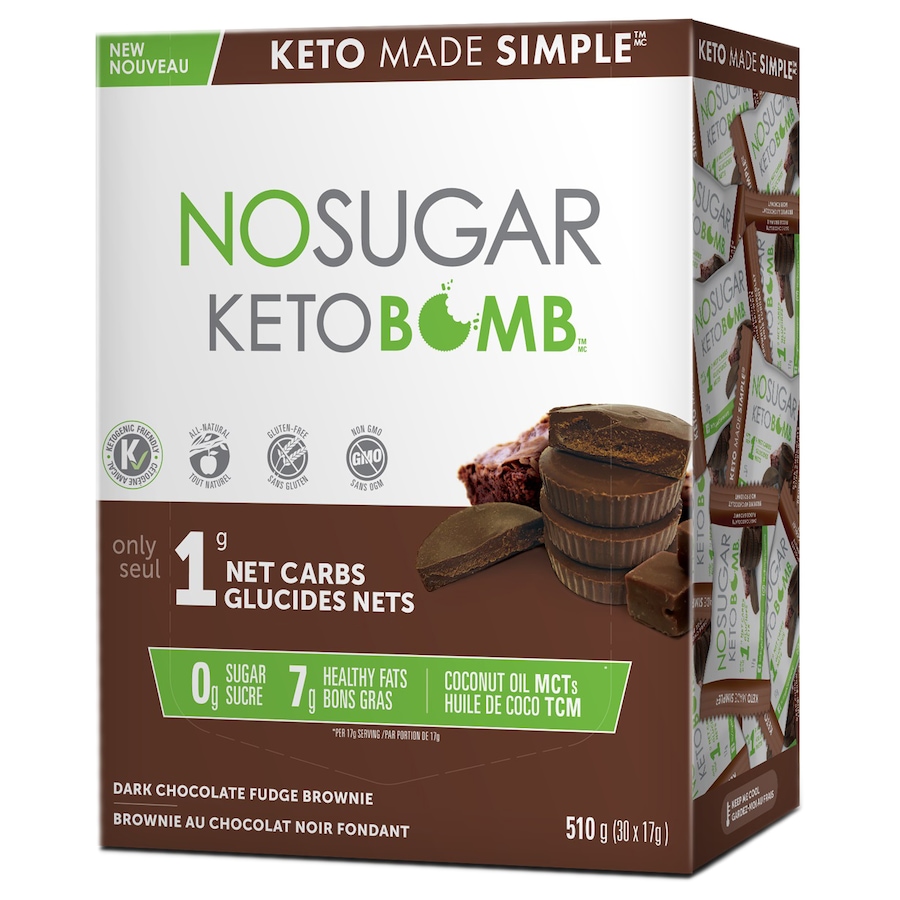 Image 631914_FBN.jpg, Product 631-914 / Price $38.00, No Sugar Company Keto Bomb Dark Chocolate 30-Count from No Sugar on TSC.ca's Health & Fitness department
