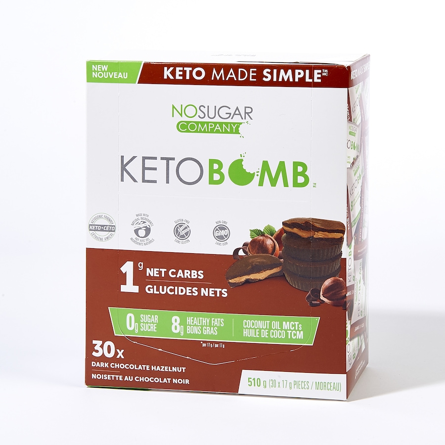Image 631914_HAZ.jpg, Product 631-914 / Price $38.00, No Sugar Company Keto Bomb Dark Chocolate 30-Count from No Sugar on TSC.ca's Health & Fitness department