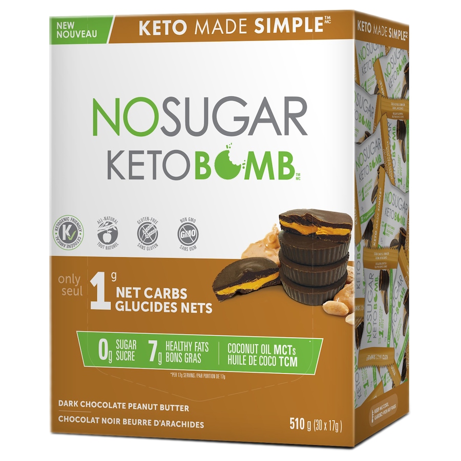 Image 631914_PEBU.jpg, Product 631-914 / Price $38.00, No Sugar Company Keto Bomb Dark Chocolate 30-Count from No Sugar on TSC.ca's Health & Fitness department