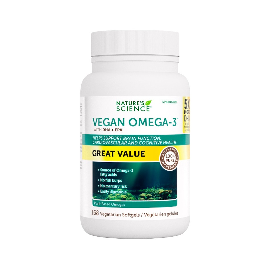 Nature's Science Vegan Omega-3 with DHA + EPA, 3 x 84 Vegetarian Softgels