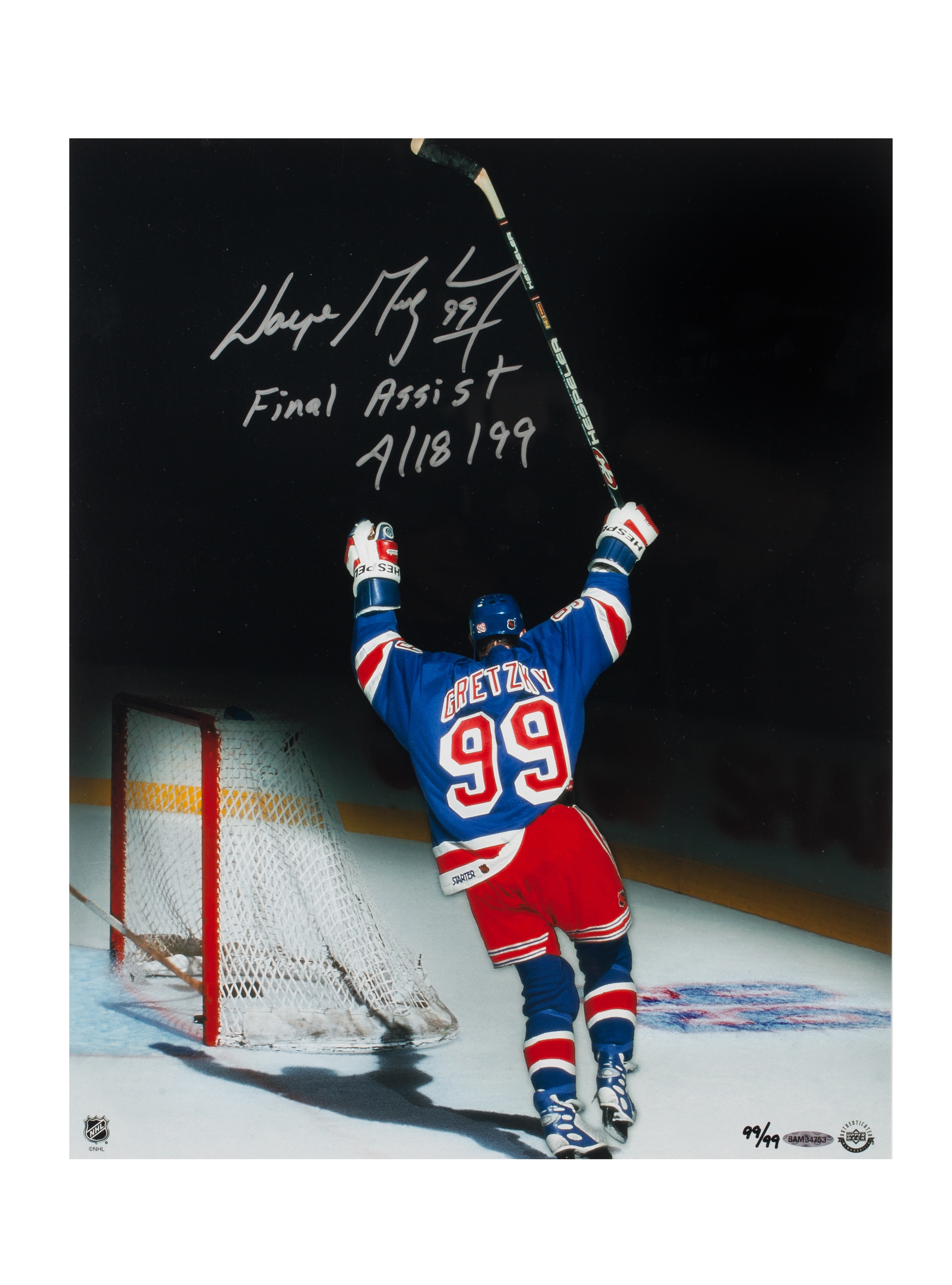 Upper Deck Authenticated Wayne Gretzky Autographed and Inscribed Final  Assist Unframed 16