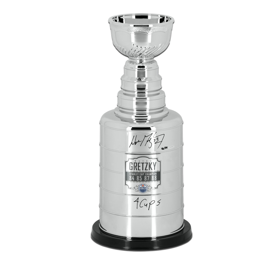 Image 632548.jpg, Product 632-548 / Price $6,825.00, Upper Deck Authenticated Wayne Gretzky Autographed and Inscribed Four Cups Replica Stanley Cup Trophy with Plaque (Limited to 99) from Upper Deck on TSC.ca's Sports department