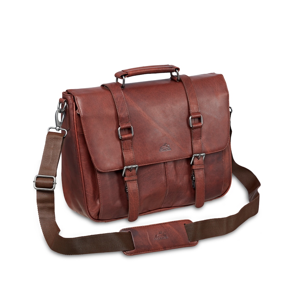 Image 632652_BRN.jpg, Product 632-652 / Price $237.99, Mancini Buffalo Collection 15" Laptop/Tablet Single Compartment Briefcase with RFID Secure Pocket from Mancini Fine Leather on TSC.ca's Home & Garden department