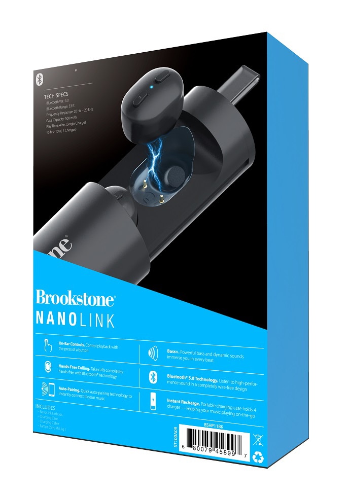 Brookstone NanoLink True Wireless Earbuds with Charging Case