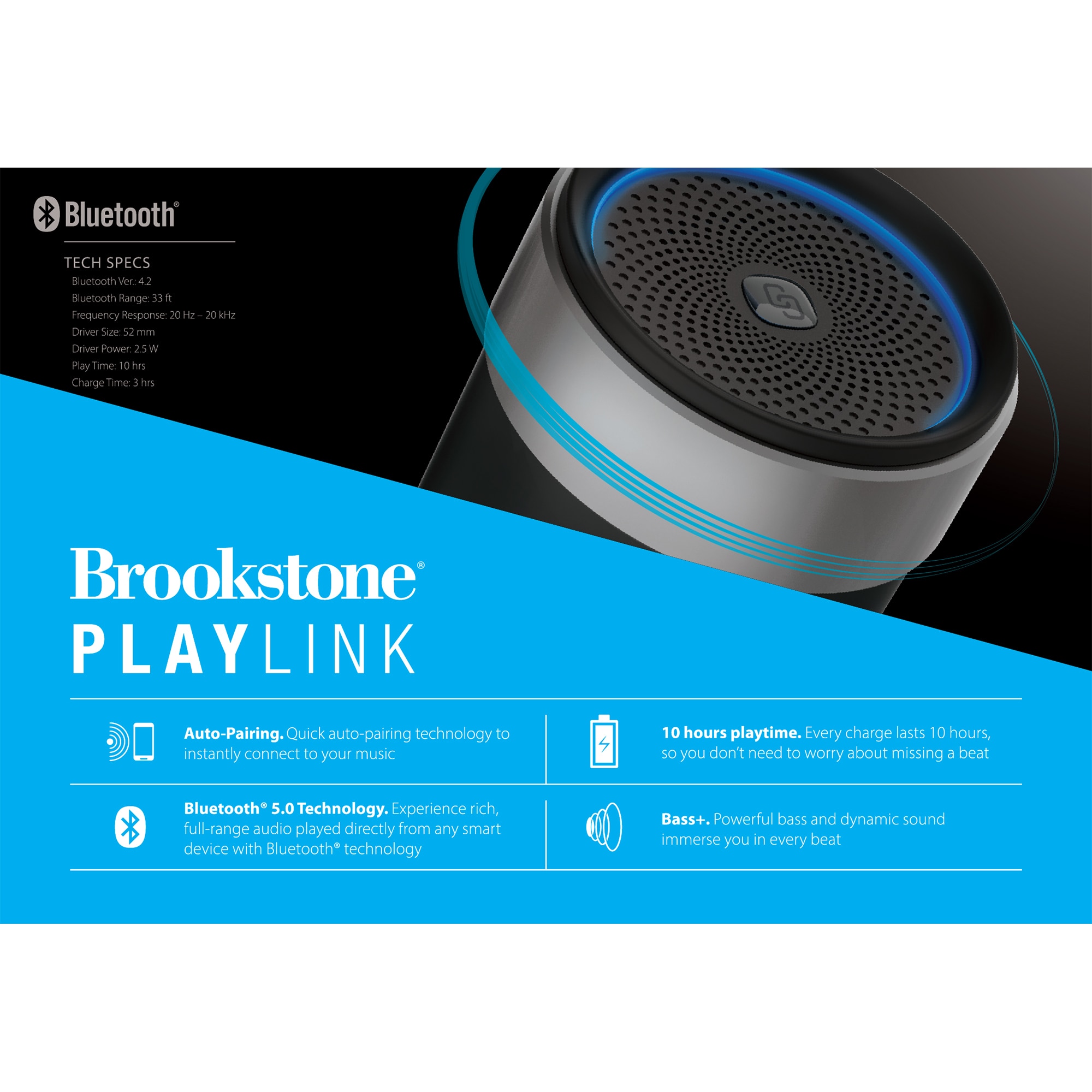 Brookstone PlayLink True Wireless Speaker Pair Combo