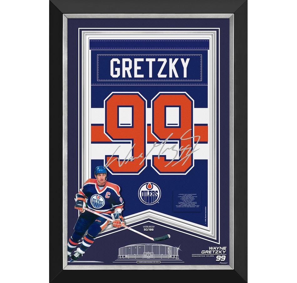 Image 634728.jpg, Product 634-728 / Price $388.99, Wayne Gretzky Edmonton Oilers Arena Banner with Facsimile Signature (Limited to 199) from DPI Sports on TSC.ca's Sports department