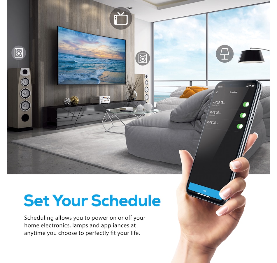 Image 638378_ALTMORE2.jpg, Product 638-378 / Price $41.99, Geeni Surge Smart Wi-Fi 4-Outlet and 2-USB Surge Protector on TSC.ca's Electronics department