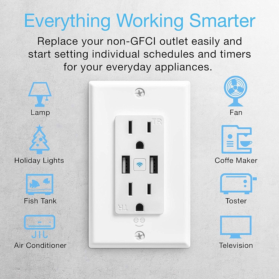 Image 638383_ALTMORE2.jpg, Product 638-383 / Price $46.99, Geeni Smart Wi-Fi Wall Outlet with 2 Plugs and 2 USB Ports from Geeni on TSC.ca's Electronics department