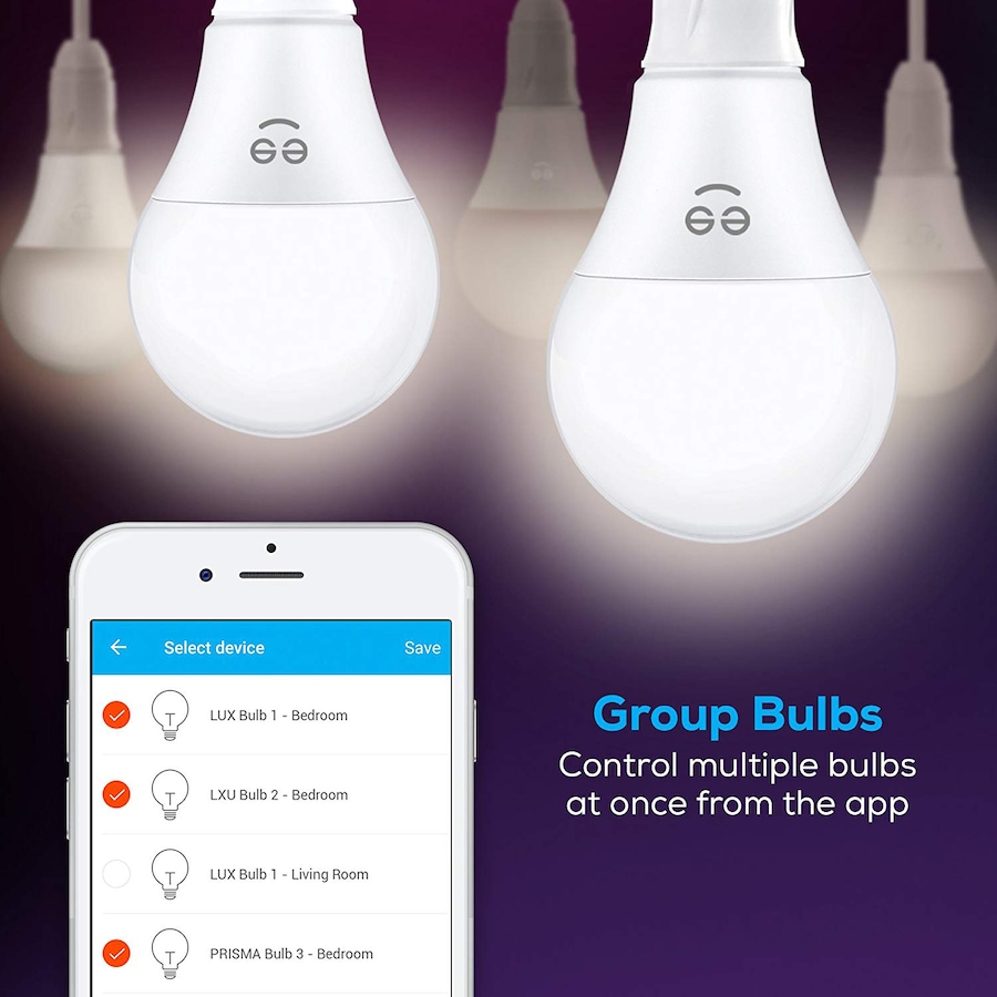 Image 638387_ALTMORE1.jpg, Product 638-387 / Price $20.99, Geeni Lux 800 60W Equivalent White Dimmable A19 Smart LED Bulb from Geeni on TSC.ca's Electronics department