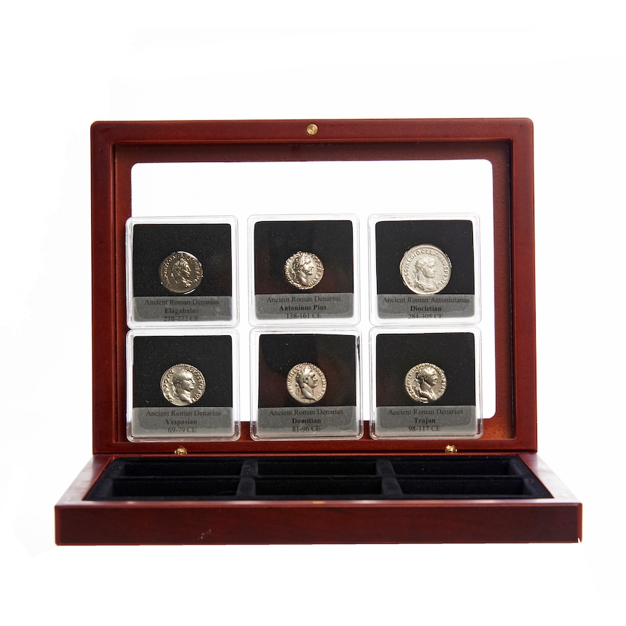 Image 638742_ALTMORE1.jpg, Product 638-742 / Price $749.95, Six-Piece Ancient Roman Silver Coin Set - Three Most Loved and Three Most Loathed Roman Emperors, 69 CE to 305 CE from Canadian Coin & Currency on TSC.ca's Coins department