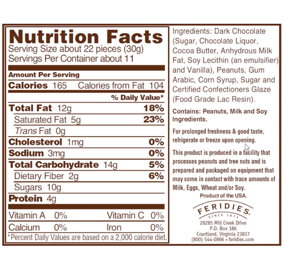 Image 638765_ALTMORE1.jpg, Product 638-765 / Price $43.95, Feridies Dark Chocolate Covered Virginia Peanuts - 1-Pack from Feridies on TSC.ca's Kitchen department