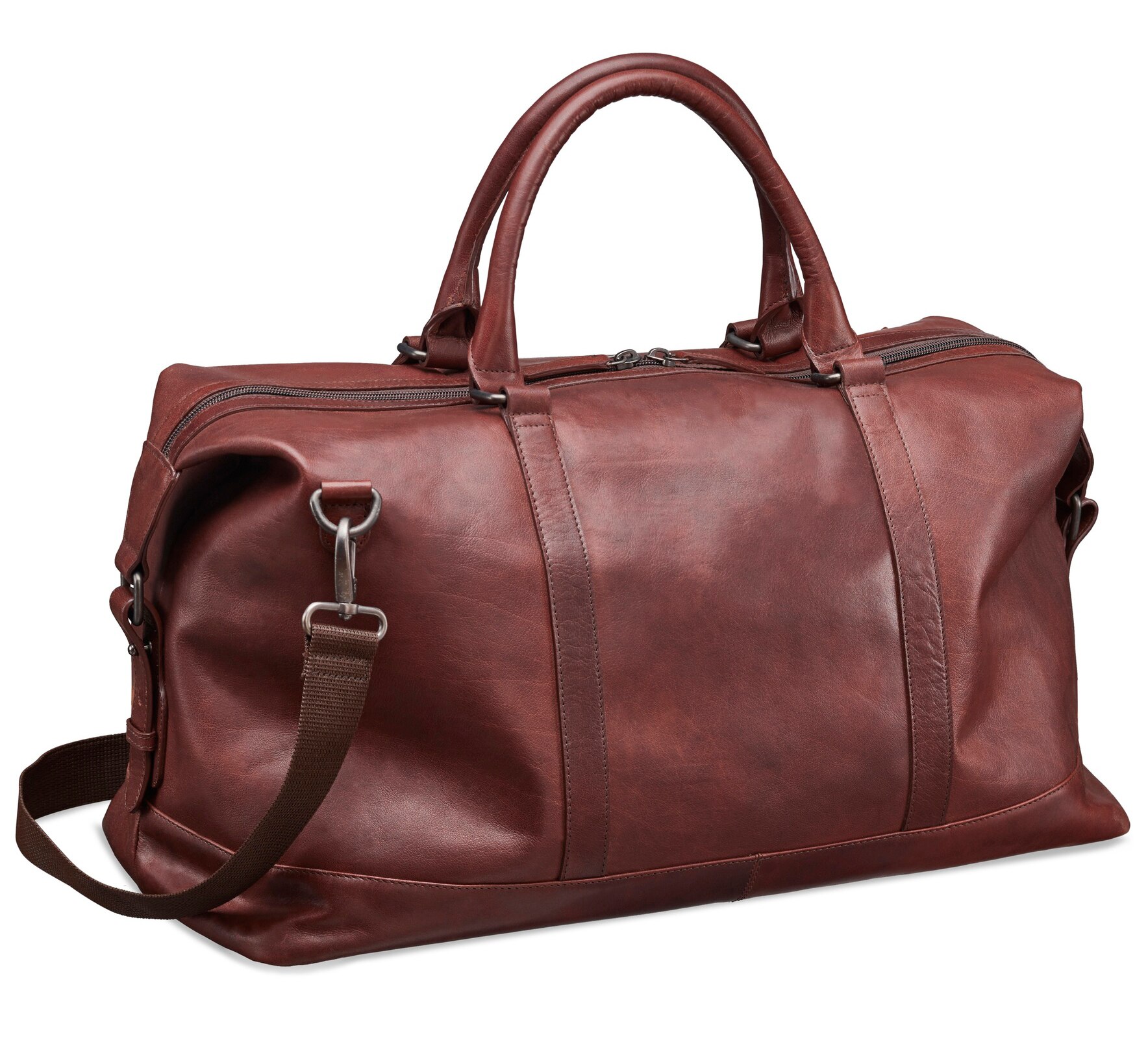 Leather duffle carry on deals
