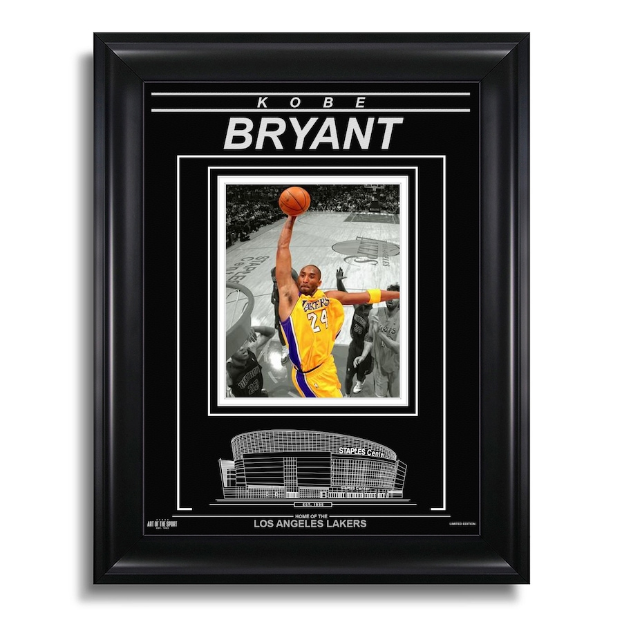 Image 641308.jpg, Product 641-308 / Price $129.99, Kobe Bryant Los Angeles Lakers Engraved Framed Photo - Action Spotlight Dunk  on TSC.ca's Sports department