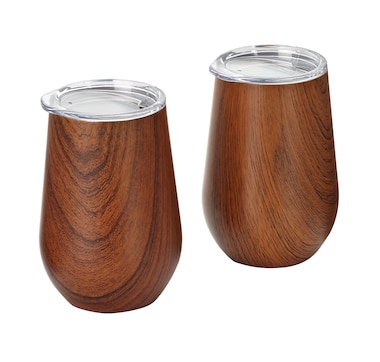 Outset Wood Grain Double Wall Wine Tumblers