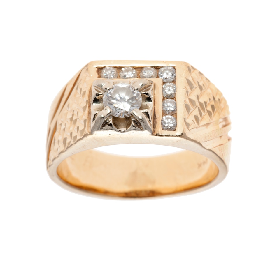 tsc.ca - Vintage 14KT Gold Gentleman's Diamond Ring Featuring a ...