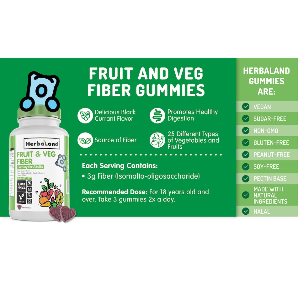 Image 644256_ALTMORE1.jpg, Product 644-256 / Price $17.00, Herbaland Fruit & Veg Fiber Gummies 10-Day Supply from Herbaland Naturals on TSC.ca's Health & Fitness department