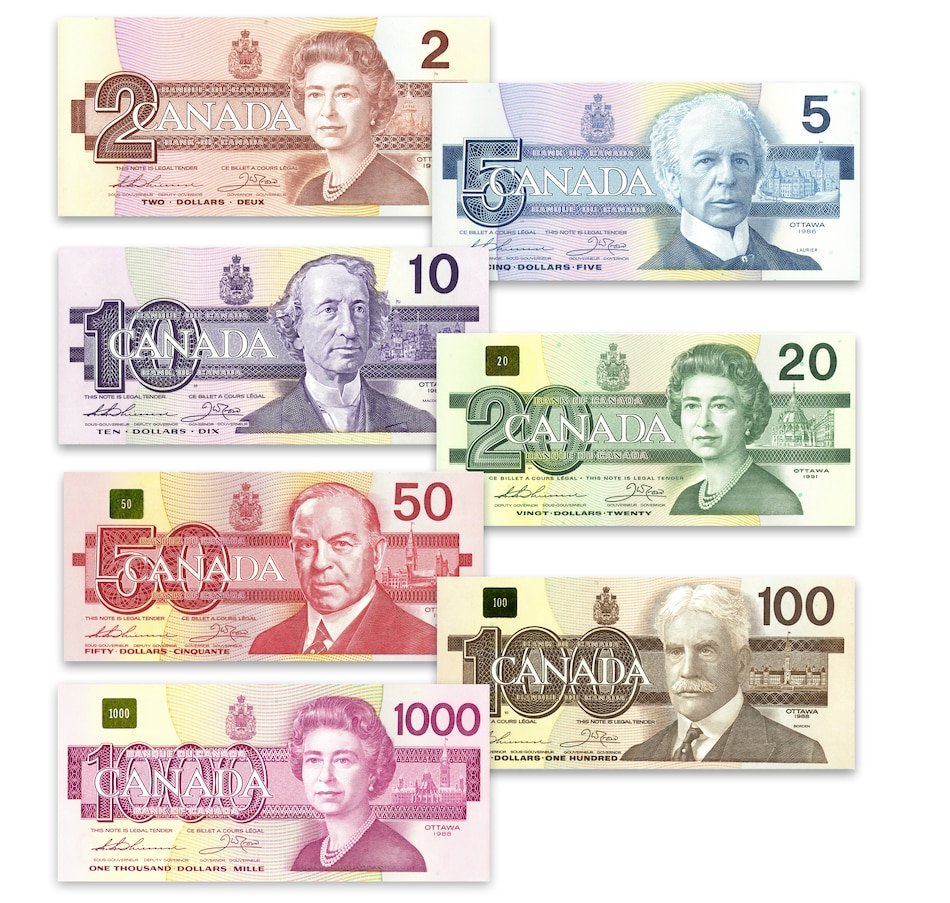 Image 646229_ALTMORE1.jpg, Product 646-229 / Price $2,995.00, Complete Uncirculated 1986–1991 Bird Series $2–$1,000 (Thiessen and Crow Signatures) from Canadian Coin & Currency on TSC.ca's Coins department