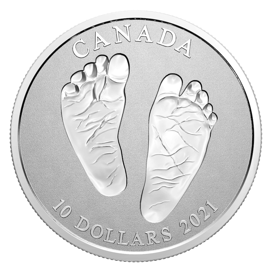Image 646342.jpg, Product 646-342 / Price $109.95, 2021 $10 Welcome to the World Pure Silver Coin from Royal Canadian Mint (RCM) on TSC.ca's Coins department