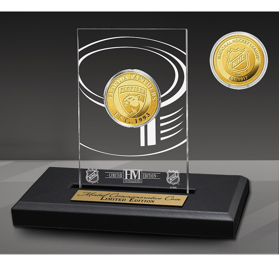 Image 646822.jpg, Product 646-822 / Price $109.99, Florida Panthers Acrylic Gold Coin from Highland Mint on TSC.ca's Sports department