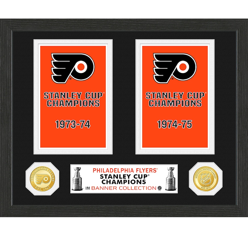 Image 646829.jpg, Product 646-829 / Price $114.99, Philadelphia Flyers Stanley Cup Banner Collection Bronze Photo Mint from Highland Mint on TSC.ca's Sports department