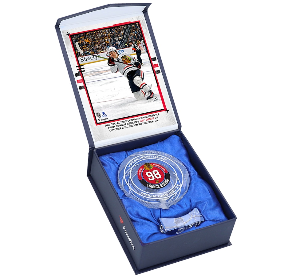 Image 646835.jpg, Product 646-835 / Price $69.99, Fanatics Authentic Connor Bedard Chicago Blackhawks Crystal Ice Puck from His NHL Debut from Fanatics on TSC.ca's Sports department