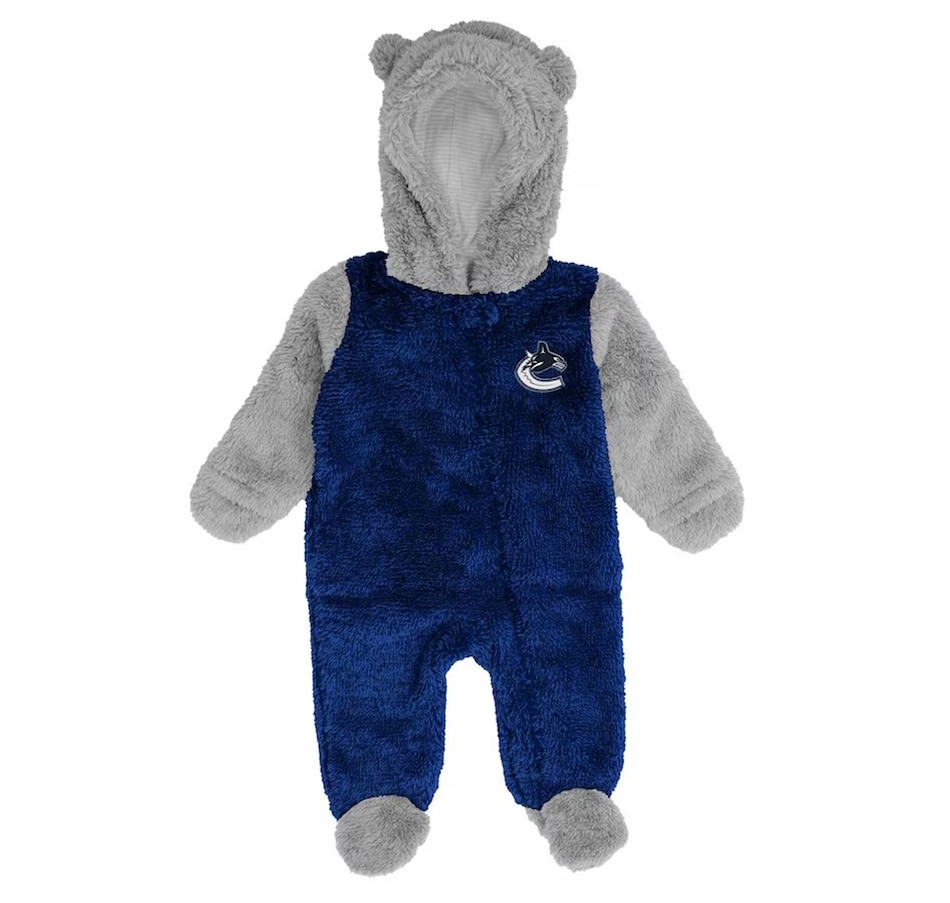 Image 646842.jpg, Product 646-842 / Price $59.99, Infant Vancouver Canucks Navy and Grey Game Nap Teddy Fleece Bunting Full-Zip Sleeper on TSC.ca's Sports department
