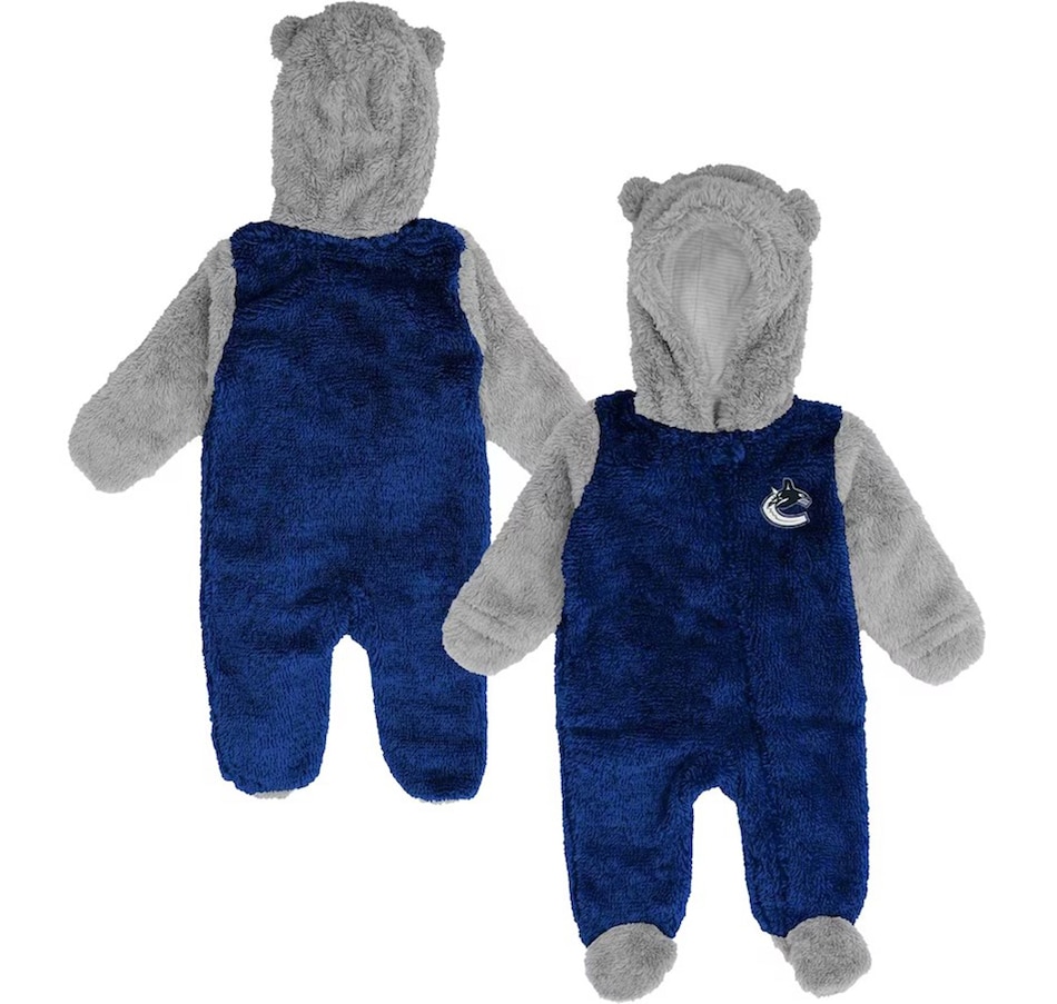 Image 646842_ALTMORE2.jpg, Product 646-842 / Price $59.99, Infant Vancouver Canucks Navy and Grey Game Nap Teddy Fleece Bunting Full-Zip Sleeper on TSC.ca's Sports department