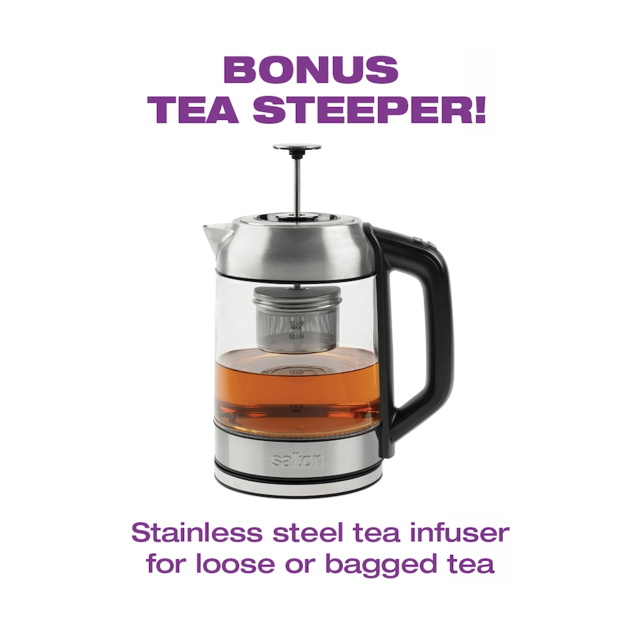 Image 647076_ALTMORE4.jpg, Product 647-076 / Price $79.99, Salton Glass Kettle & Tea Steeper (1.7L) from Salton on TSC.ca's Kitchen department