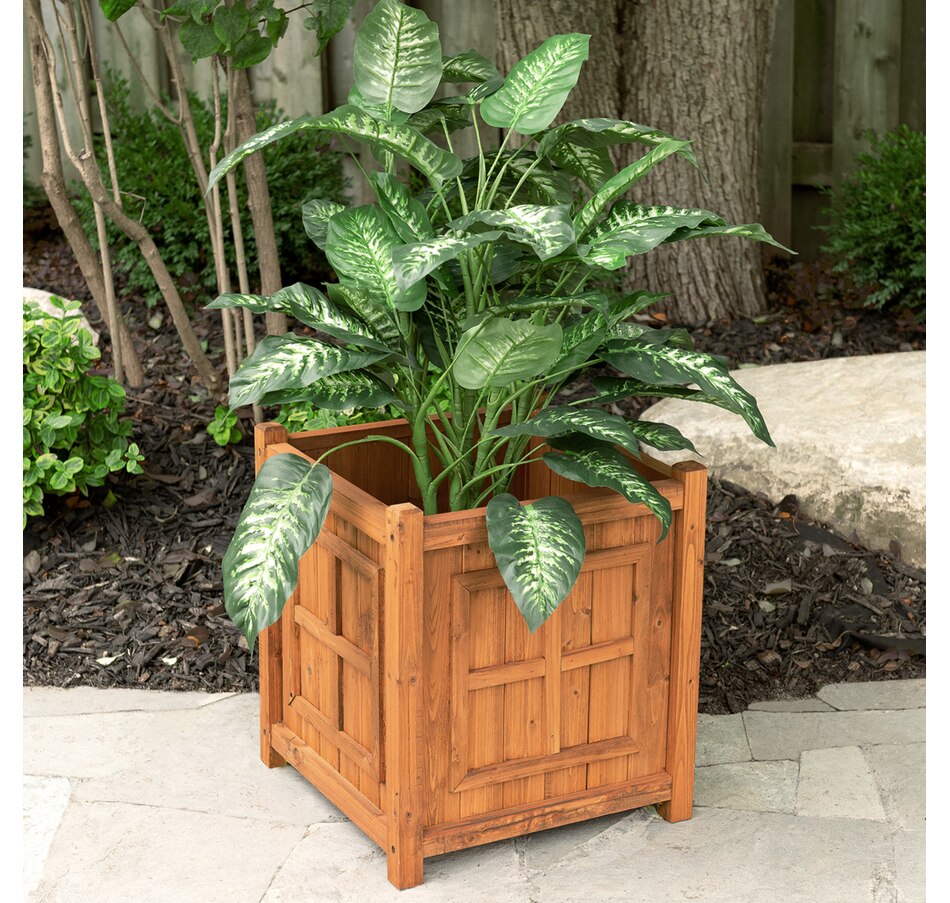 Leisure Season Norwich Square Wooden Planter Online Shopping for Canadians