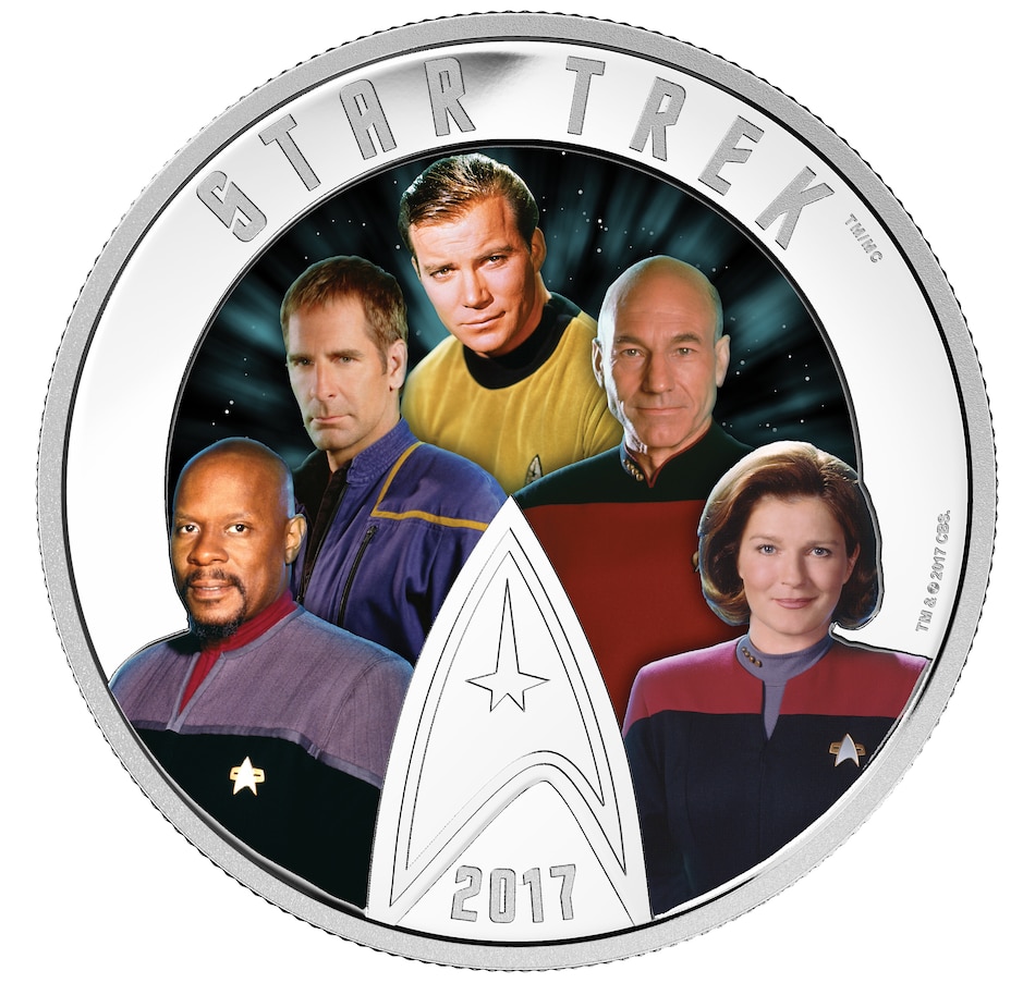 Image 647730.jpg, Product 647-730 / Price $194.95, 2017 $30 Fine Silver Coin Star Trek: Five Captains from Royal Canadian Mint (RCM) on TSC.ca's Coins department