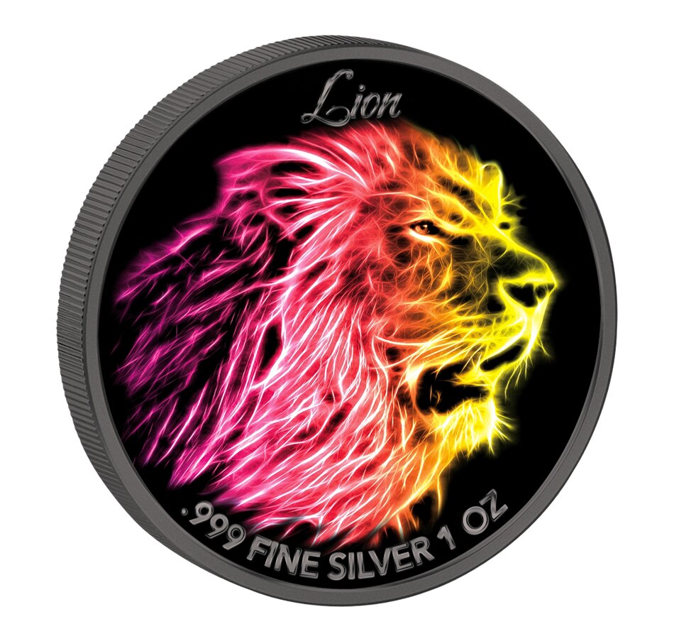Image 647994_ALTMORE3.jpg, Product 647-994 / Price $689.90, Set of Three Black Neon Glow Coins (Lion, Leopard, Tiger) plus $30 Two-Ounce Cougar in the Moonlight from The Coin Show with Steven Bromberg on TSC.ca's Coins department