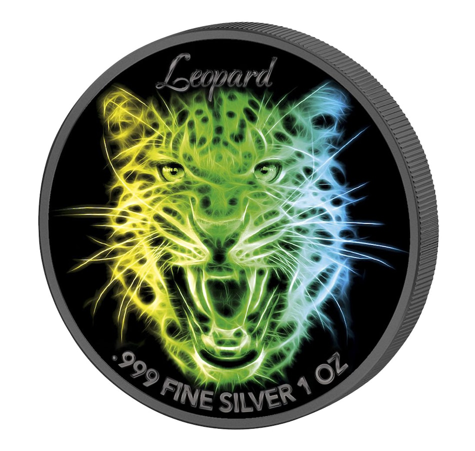 Image 647994_ALTMORE5.jpg, Product 647-994 / Price $689.90, Set of Three Black Neon Glow Coins (Lion, Leopard, Tiger) plus $30 Two-Ounce Cougar in the Moonlight from The Coin Show with Steven Bromberg on TSC.ca's Coins department