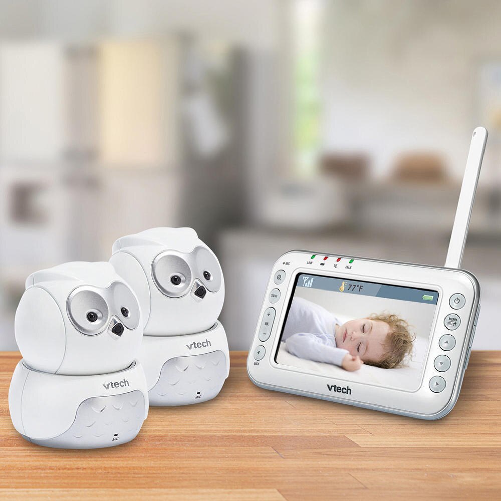 vtech vm344 safe & sound expandable digital video baby monitor with pan & tilt camera and automatic night vision